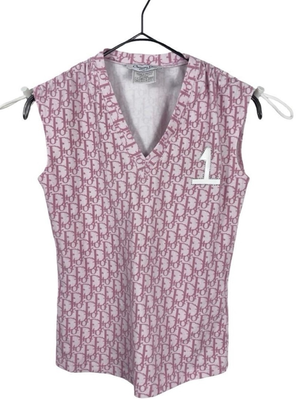 Christian Dior Galliano Pink Trotter V-Neck Sleeveless Top